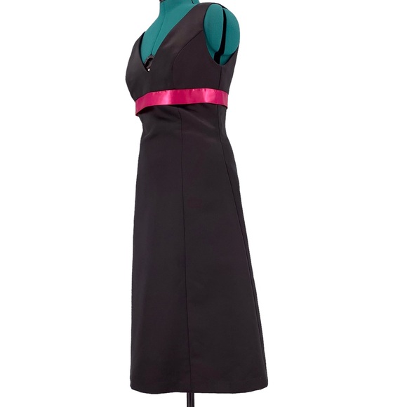 After Six Black Satin Sleeveless Midi Bridesmaid Prom Dress, 10 - Picture 3 of 16